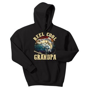 Reel Cool Grandpa Funny Fishing Fathers Day Kids Hoodie