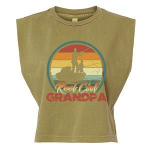 Reel Cool Grandpa Great Gift Retro Fishing Family Gift Garment-Dyed Women's Muscle Tee