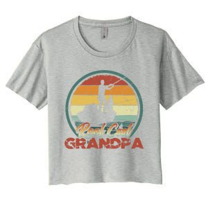 Reel Cool Grandpa Great Gift Retro Fishing Family Gift Women's Crop Top Tee