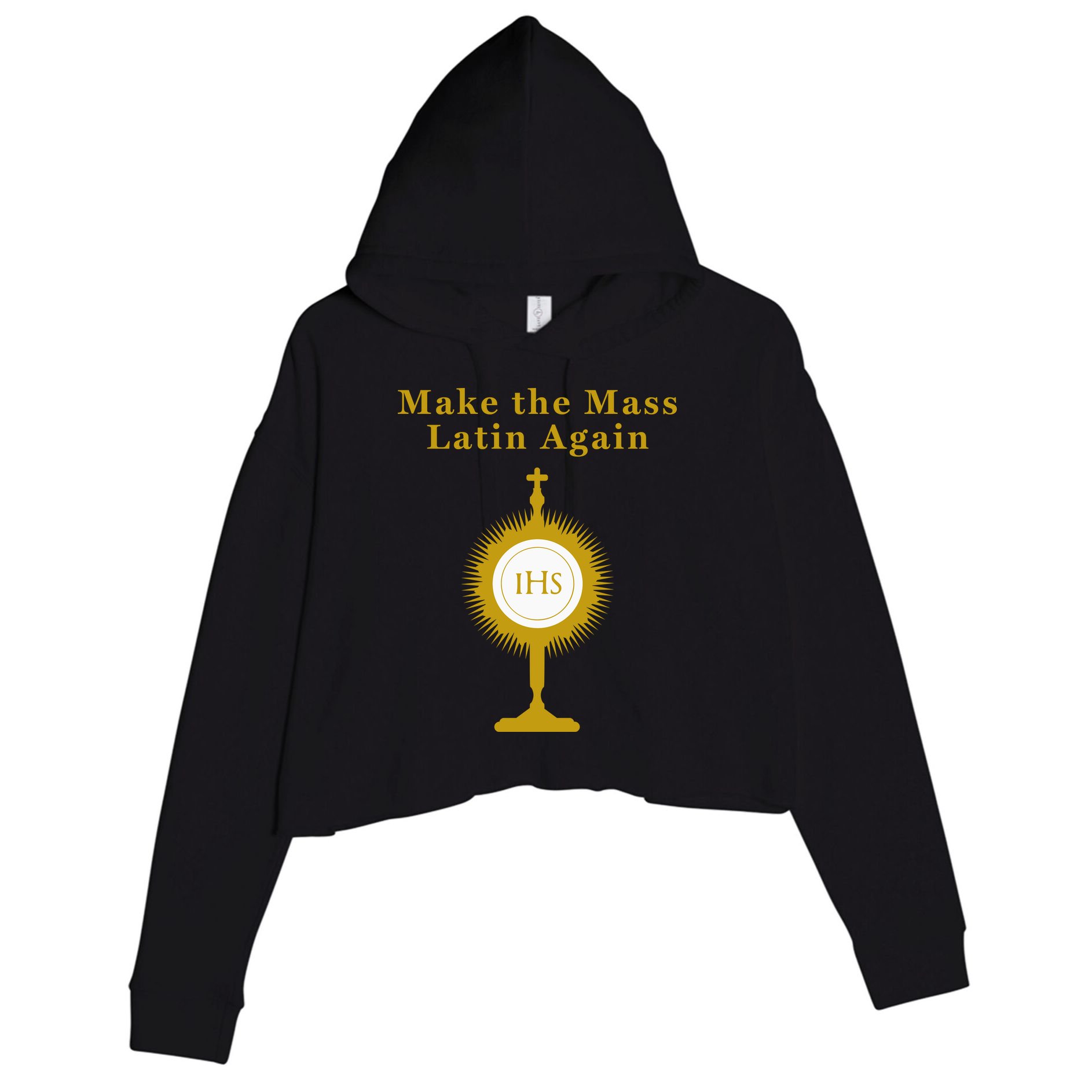 Roman Catholic Gift Make The Mass Latin Again Crop Fleece Hoodie