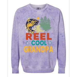 Reel Cool Grandpa Fishing Fun Fathers Day Fishermen Colorblast Crewneck Sweatshirt