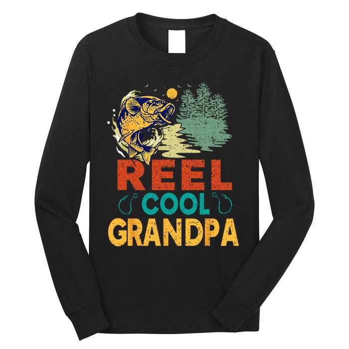 Reel Cool Grandpa Fishing Fun Fathers Day Fishermen Long Sleeve Shirt