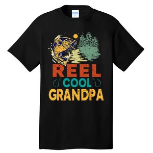 Reel Cool Grandpa Fishing Fun Fathers Day Fishermen Tall T-Shirt