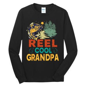 Reel Cool Grandpa Fishing Fun Fathers Day Fishermen Tall Long Sleeve T-Shirt