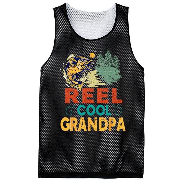 Reel Cool Grandpa Fishing Fun Fathers Day Fishermen Mesh Reversible Basketball Jersey Tank