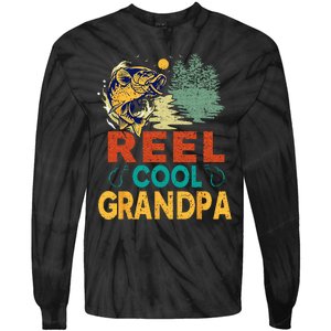 Reel Cool Grandpa Fishing Fun Fathers Day Fishermen Tie-Dye Long Sleeve Shirt