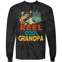 Reel Cool Grandpa Fishing Fun Fathers Day Fishermen Tie-Dye Long Sleeve Shirt