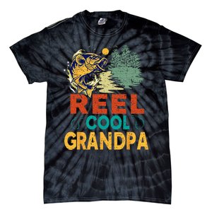 Reel Cool Grandpa Fishing Fun Fathers Day Fishermen Tie-Dye T-Shirt