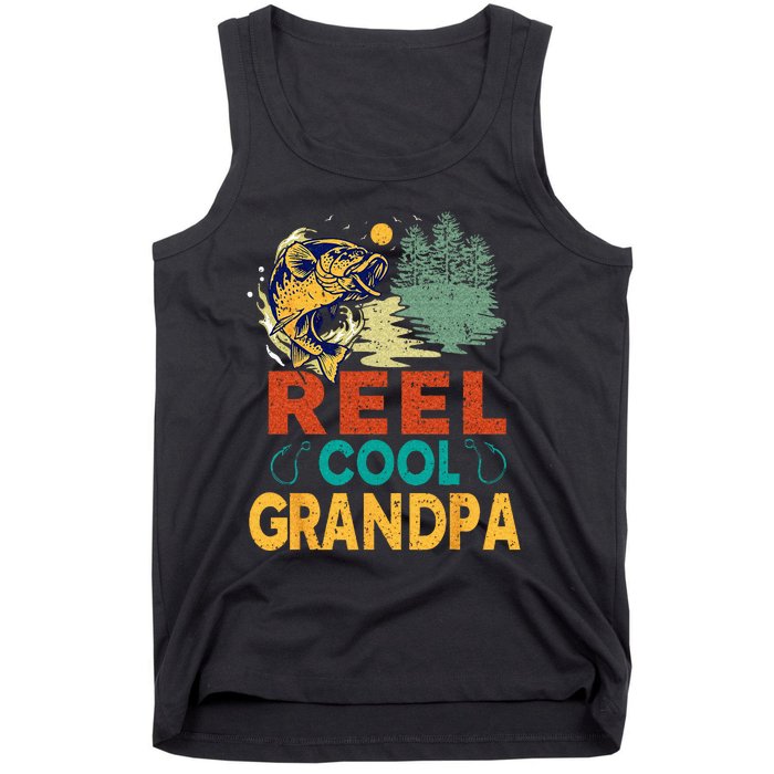 Reel Cool Grandpa Fishing Fun Fathers Day Fishermen Tank Top