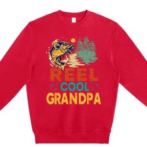 Reel Cool Grandpa Fishing Fun Fathers Day Fishermen Premium Crewneck Sweatshirt