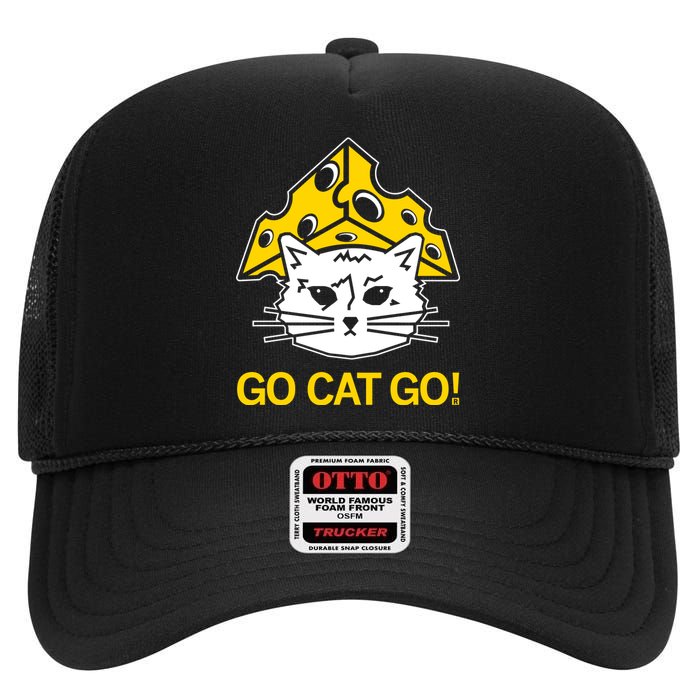 Raygunshirts Cheesehead Gary Go Cat Go High Crown Mesh Back Trucker Hat