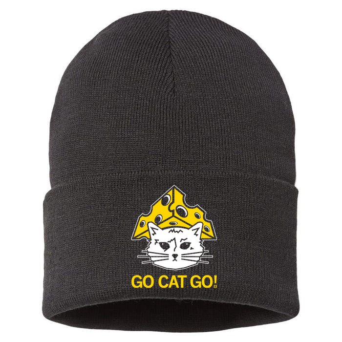 Raygunshirts Cheesehead Gary Go Cat Go Sustainable Knit Beanie