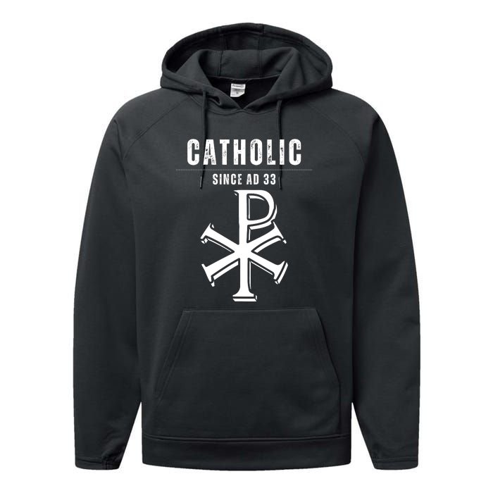 Roman Catholic Gift Since AD 33 Performance Fleece Hoodie