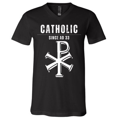 Roman Catholic Gift Since AD 33 V-Neck T-Shirt