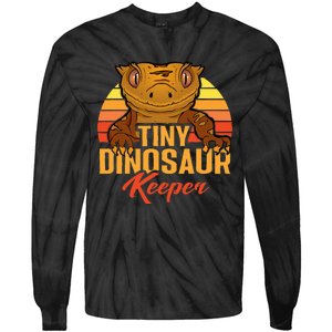 Retro Crested Gecko Tiny Dinosaur Keeper Herpetologist Tie-Dye Long Sleeve Shirt