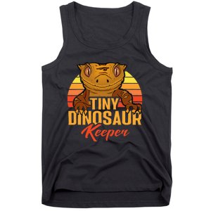 Retro Crested Gecko Tiny Dinosaur Keeper Herpetologist Tank Top