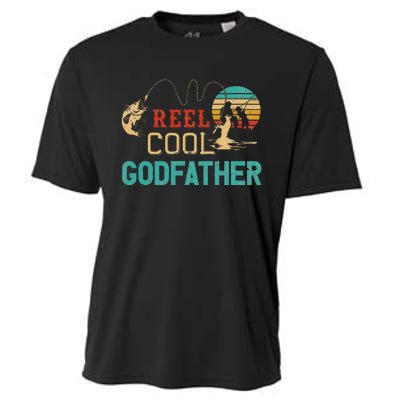 Reel Cool Godfather Vintage Funny Fishing Rod Gift Cooling Performance Crew T-Shirt