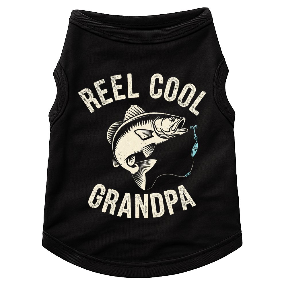 Reel Cool Grandpa Fisherman Grandad Bass Fishing Dad Angler .Png Doggie Tank