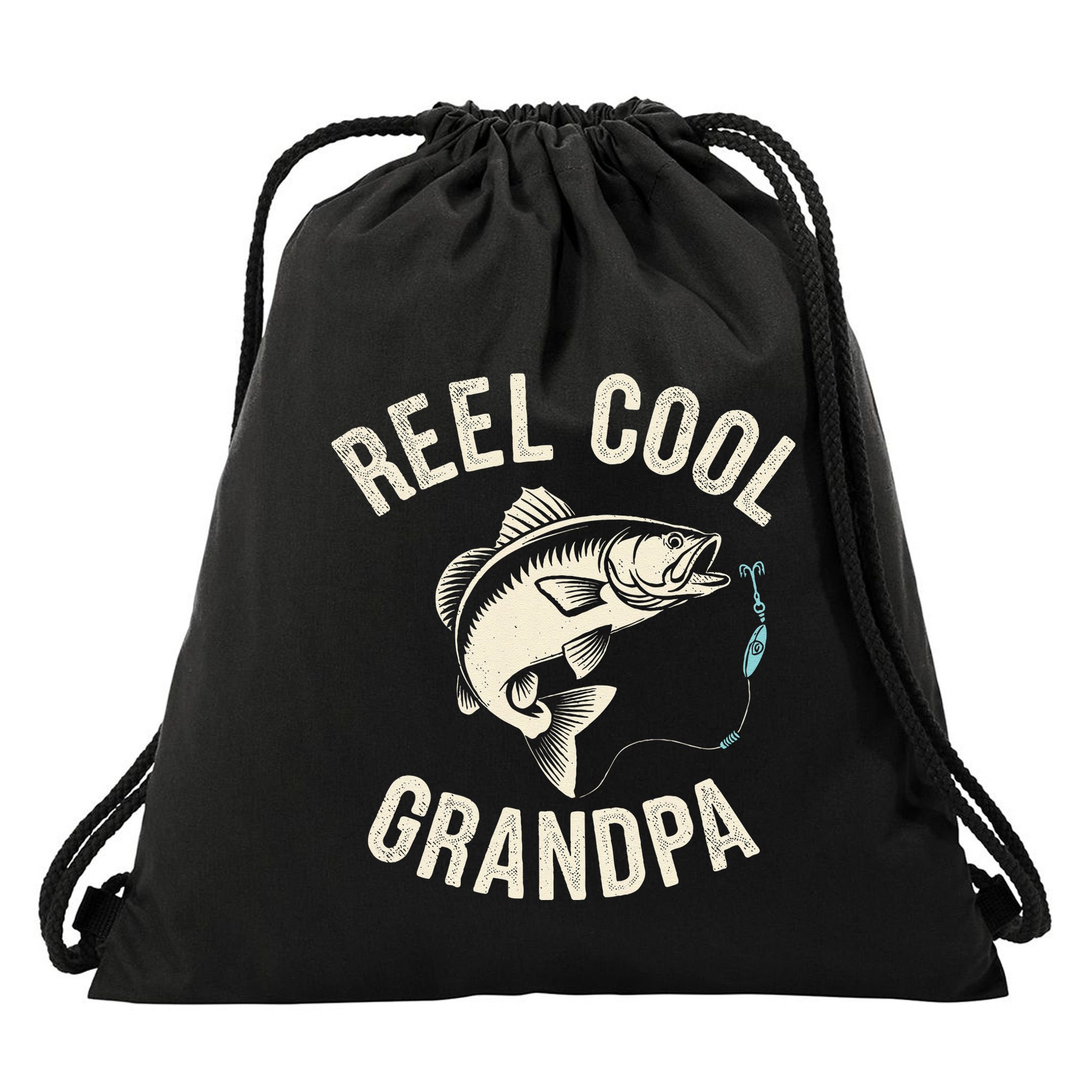 Reel Cool Grandpa Fisherman Grandad Bass Fishing Dad Angler .Png Drawstring Bag