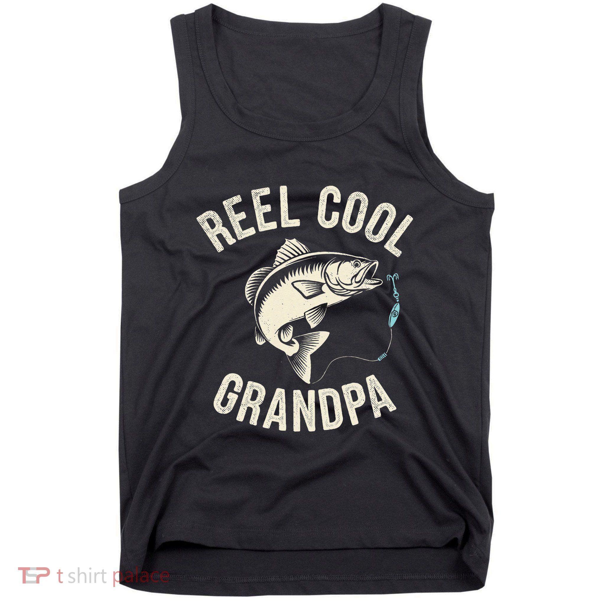 Reel Cool Grandpa Fisherman Grandad Bass Fishing Dad Angler .Png Tank Top