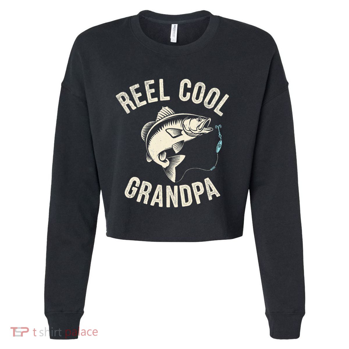 Reel Cool Grandpa Fisherman Grandad Bass Fishing Dad Angler .Png Cropped Pullover Crew