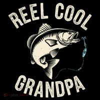 Reel Cool Grandpa Fisherman Grandad Bass Fishing Dad Angler .Png Kids T-Shirt