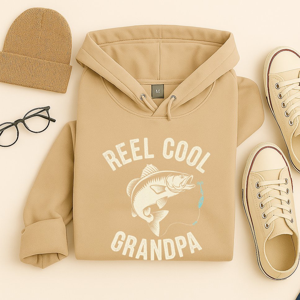 Reel Cool Grandpa Fisherman Grandad Bass Fishing Dad Angler .Png Hoodie