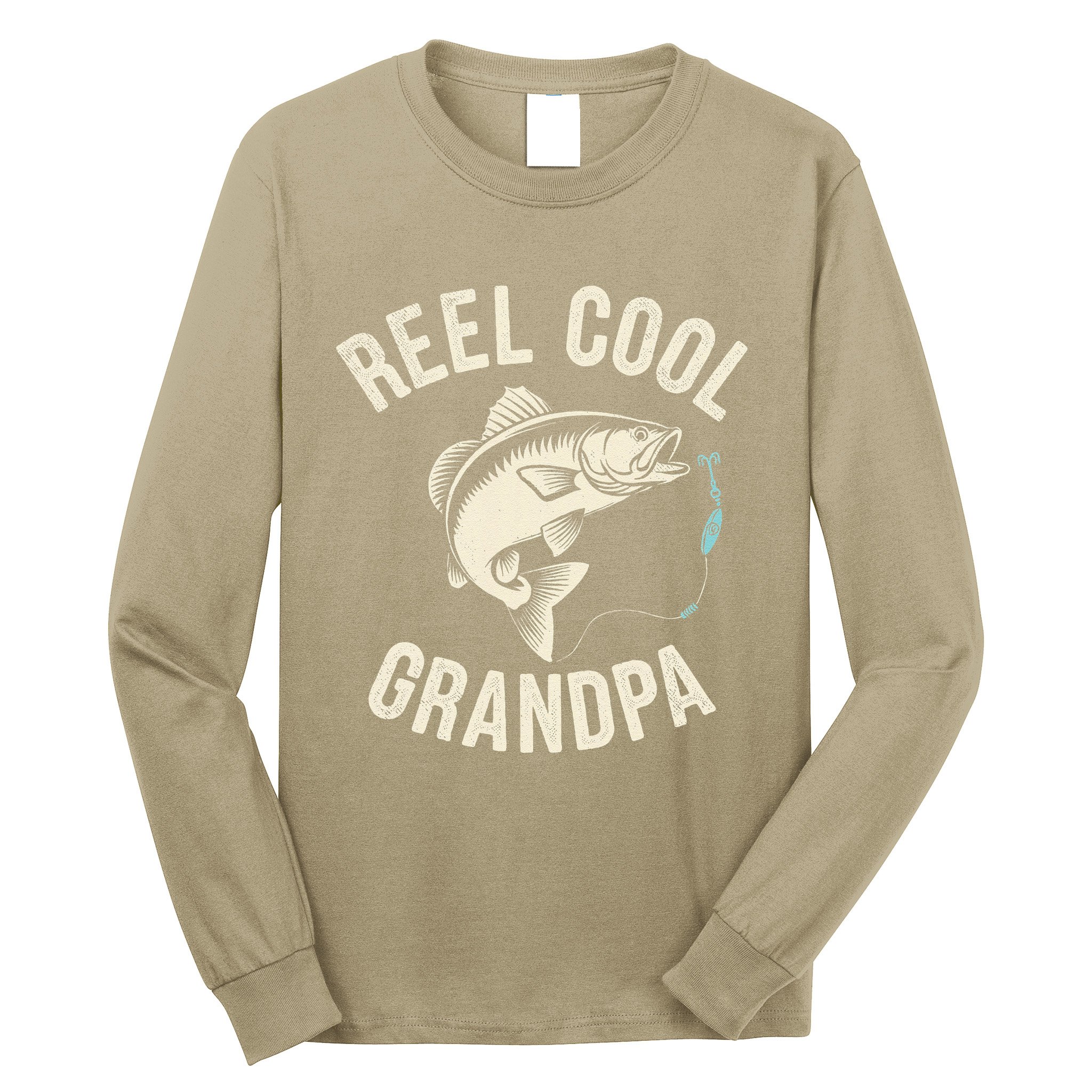 Reel Cool Grandpa Fisherman Grandad Bass Fishing Dad Angler .Png Long Sleeve Shirt