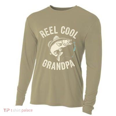 Reel Cool Grandpa Fisherman Grandad Bass Fishing Dad Angler .Png Cooling Performance Long Sleeve Crew