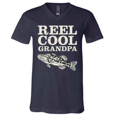 Reel Cool Grandpa Fly Fishing Walleye Fishing Pole Grandpa V-Neck T-Shirt