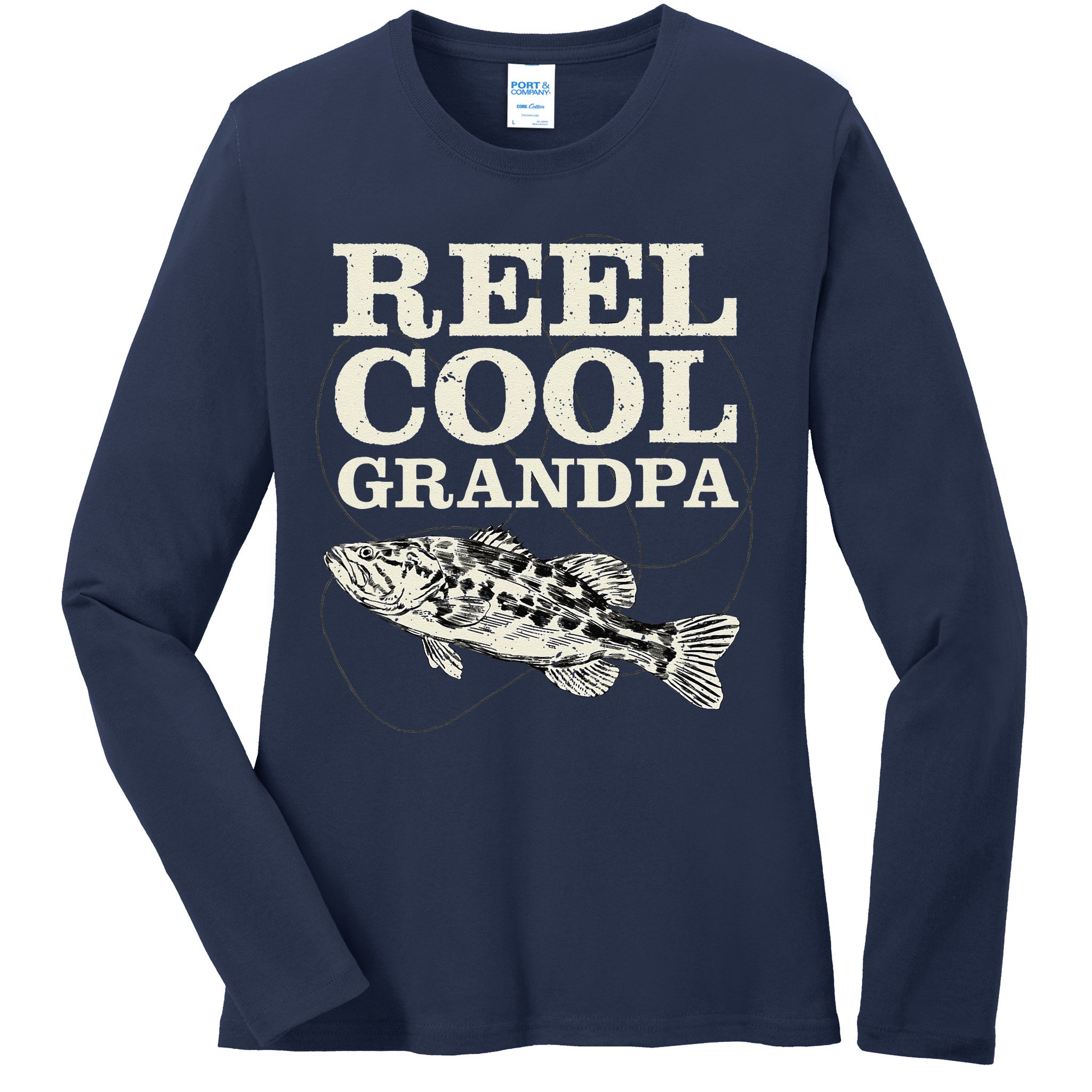 Reel Cool Grandpa Fly Fishing Walleye Fishing Pole Grandpa Ladies Long Sleeve Shirt
