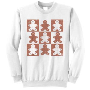 Retro Checkered Gingerbread Man Distressed Christmas Pajamas Sweatshirt