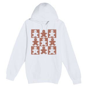 Retro Checkered Gingerbread Man Distressed Christmas Pajamas Premium Pullover Hoodie