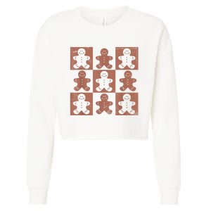 Retro Checkered Gingerbread Man Distressed Christmas Pajamas Cropped Pullover Crew