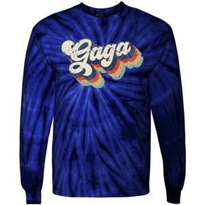 Retro Cute Gaga For Grandma Best Gaga Ever Mother's Day Tie-Dye Long Sleeve Shirt