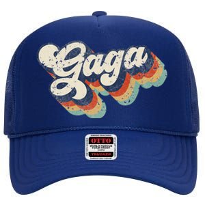 Retro Cute Gaga For Grandma Best Gaga Ever Mother's Day High Crown Mesh Back Trucker Hat