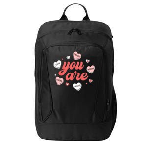 Retro Candy Heart Teacher Valentines Day You Are Enough City Backpack