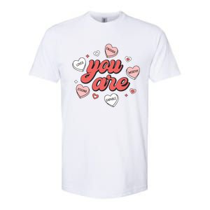 Retro Candy Heart Teacher Valentines Day You Are Enough Softstyle® CVC T-Shirt