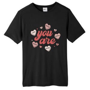 Retro Candy Heart Teacher Day You Are Enough Tall Fusion ChromaSoft Performance T-Shirt