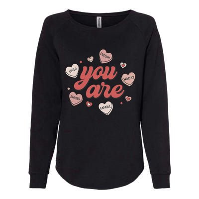 Retro Candy Heart Teacher Day You Are Enough Womens California Wash Sweatshirt