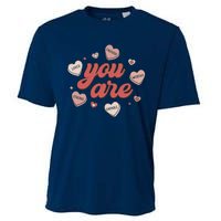 Retro Candy Heart Teacher Day You Are Enough Cooling Performance Crew T-Shirt