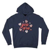 Retro Candy Heart Teacher Day You Are Enough Hoodie