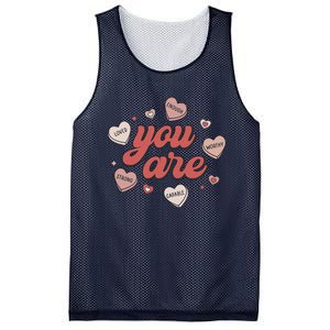 Retro Candy Heart Teacher Day You Are Enough Mesh Reversible Basketball Jersey Tank