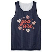 Retro Candy Heart Teacher Day You Are Enough Mesh Reversible Basketball Jersey Tank