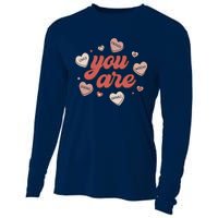 Retro Candy Heart Teacher Day You Are Enough Cooling Performance Long Sleeve Crew