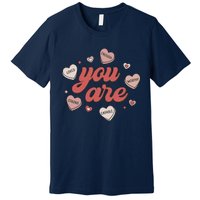 Retro Candy Heart Teacher Day You Are Enough Premium T-Shirt