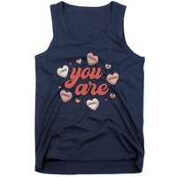 Retro Candy Heart Teacher Day You Are Enough Tank Top