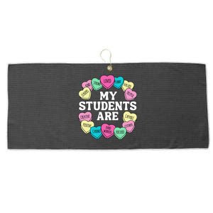 Retro Candy Heart Teacher ValentineS Positive Affirmation Large Microfiber Waffle Golf Towel