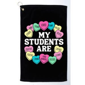 Retro Candy Heart Teacher ValentineS Positive Affirmation Platinum Collection Golf Towel