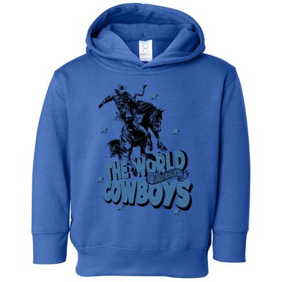 Retro Cow Horsing World Needs More Cow Western Country Funny Gift Toddler Hoodie